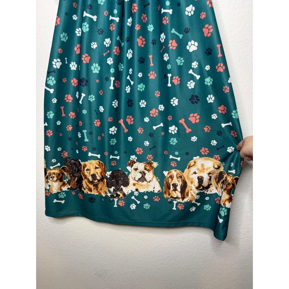 Anthony‎ Richards Dog Print Nightgown Muumuu House Dress Teal Green Plus Size 1X